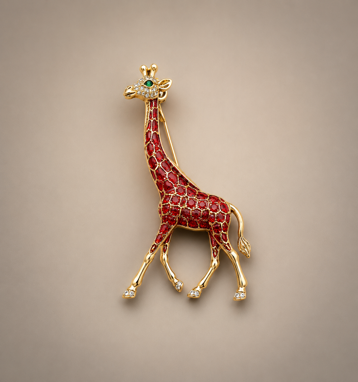 Ruby Giraffe Brooch